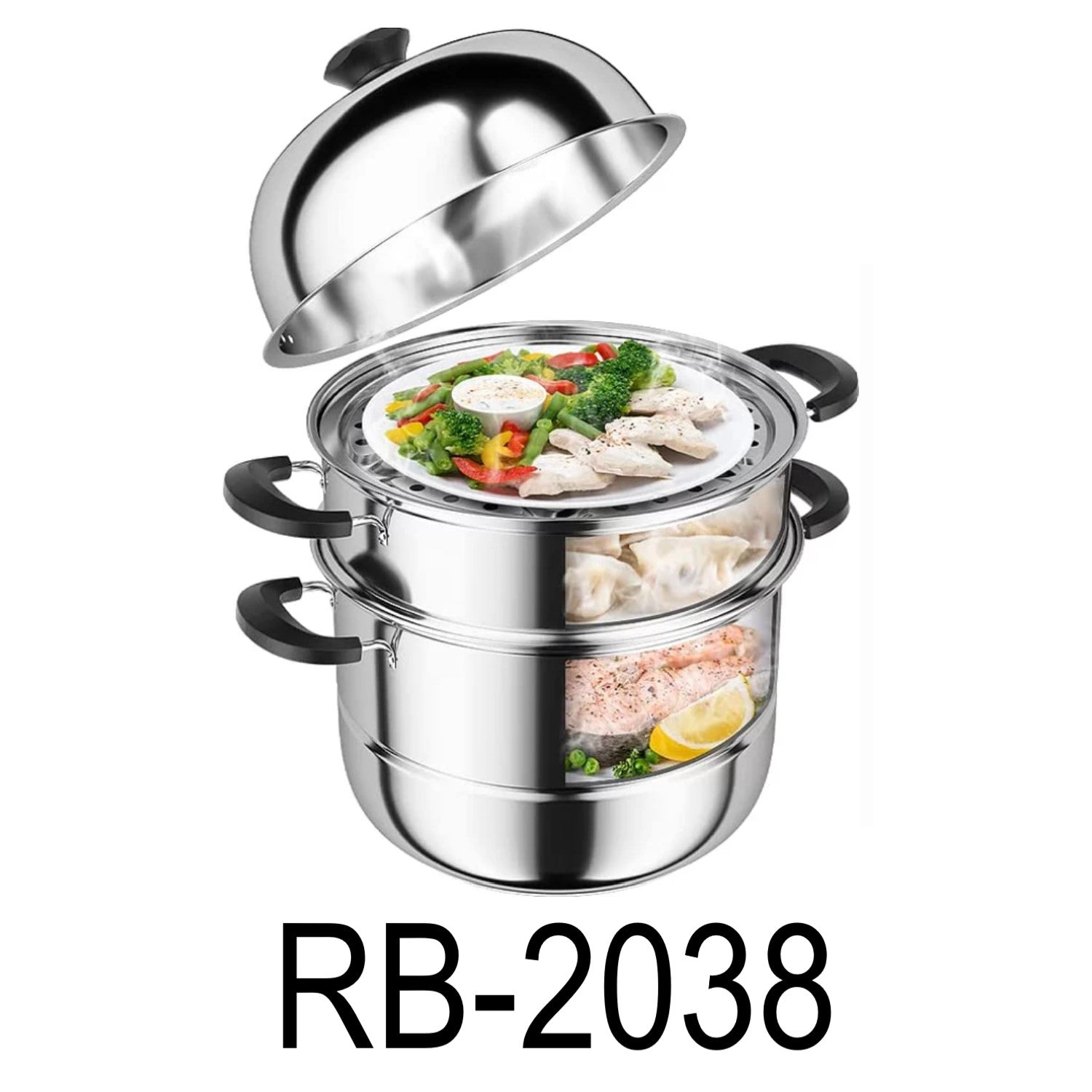 Double Layers Steamer Pot for Cooking Stainless Steel Vegetable Steam