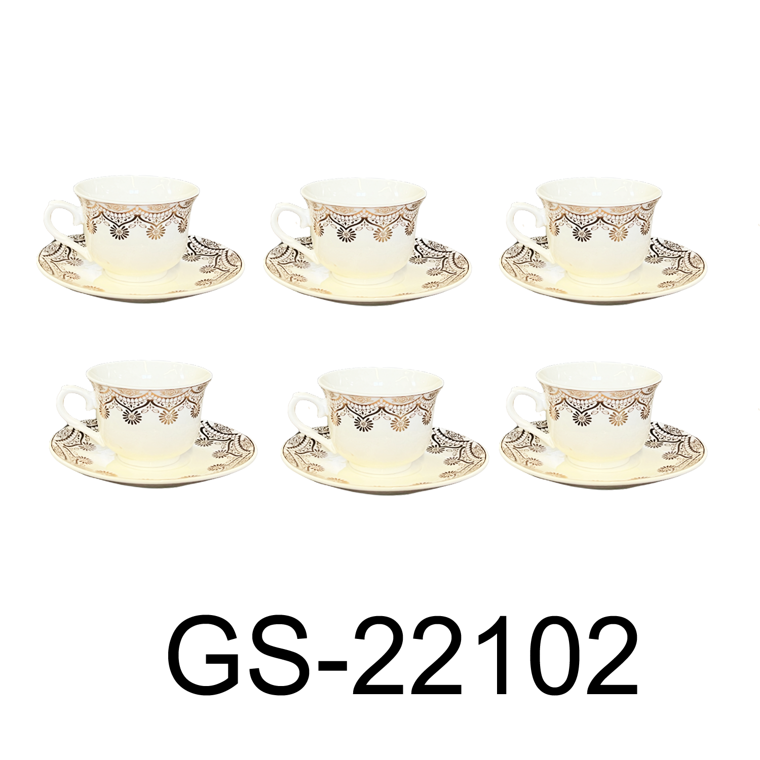 12 PC White & Gold Fancy Coffee Cup Set – R & B Import