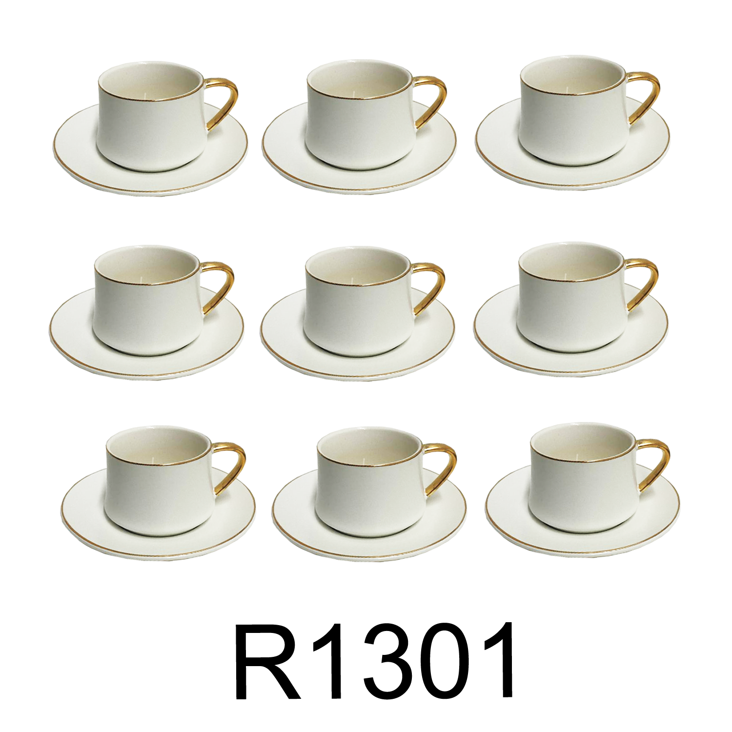 12 PC Matte Black & Gold Coffee Set – R & B Import