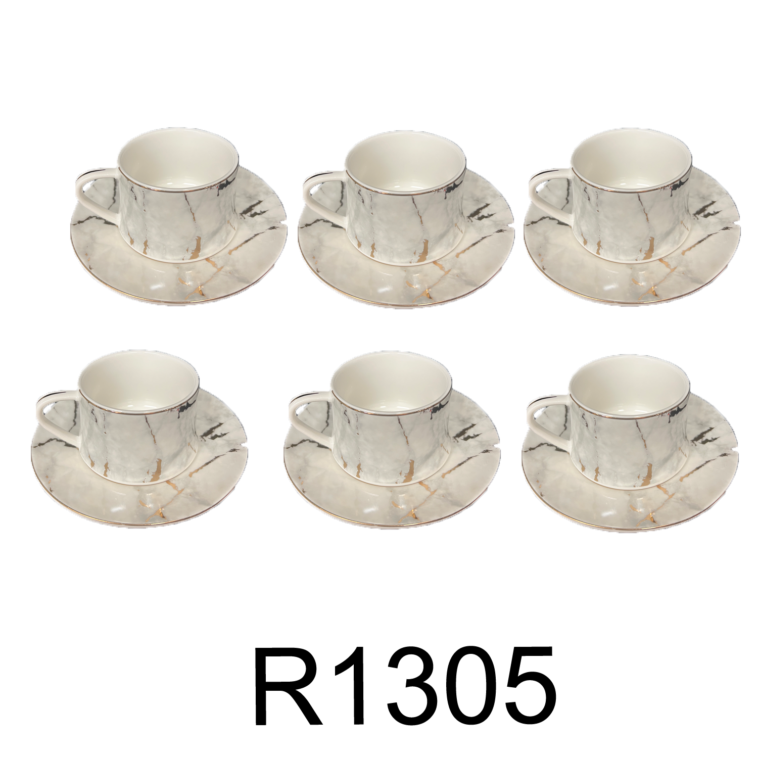 Marble Tea Set with Cups and Tea Tray | White and Gold
