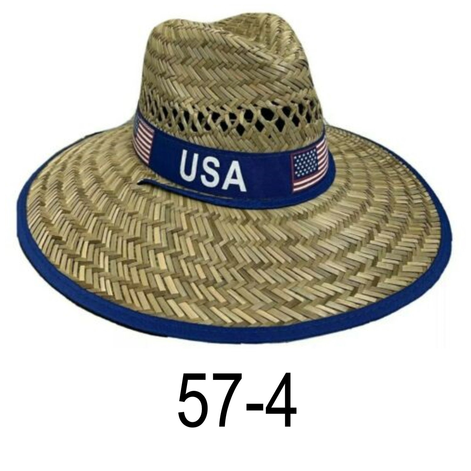 USA Blue Print Straw Hat / Sun Hat / Wide Brim Summer Lifeguard / Beac – R  & B Import