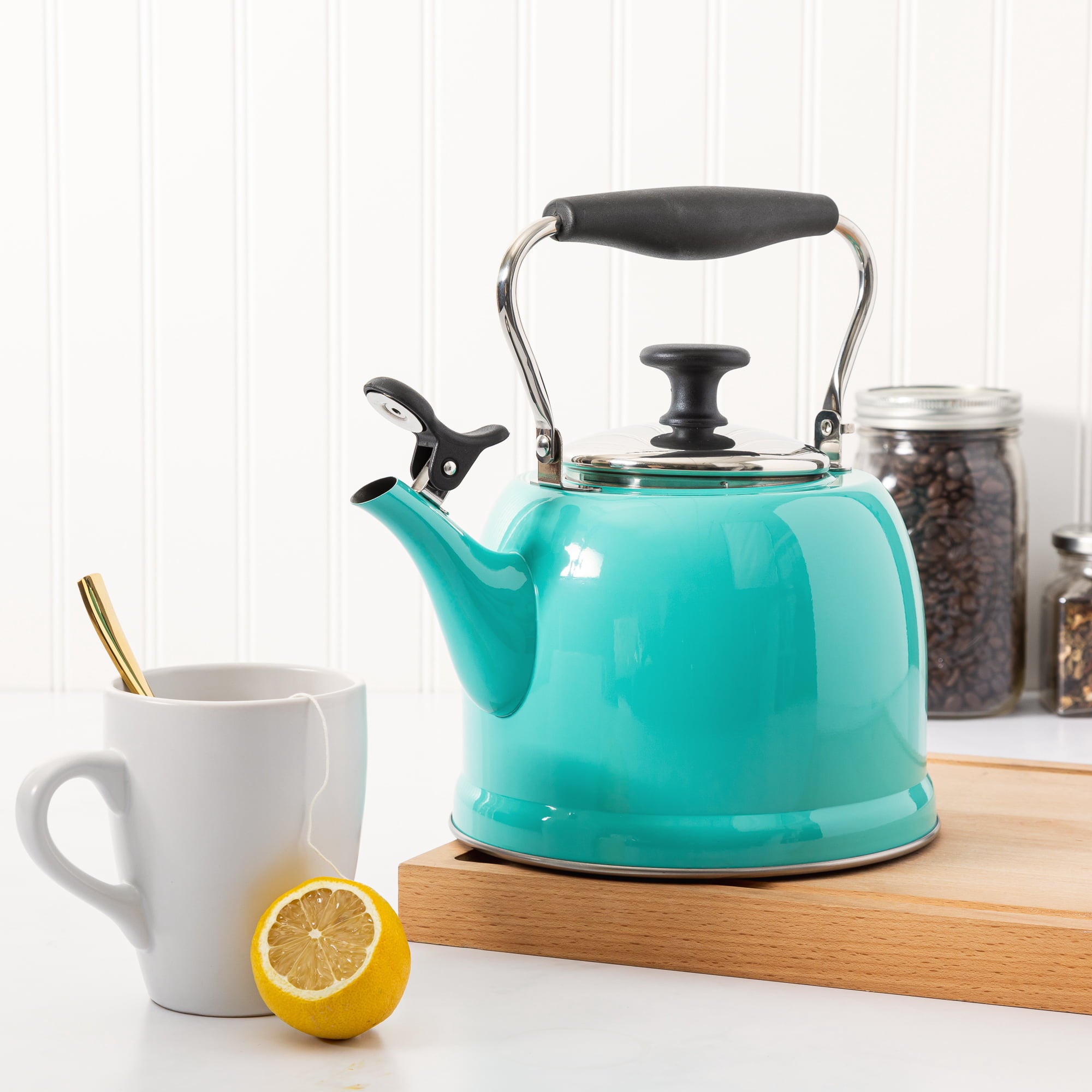 Teal shop tea kettle