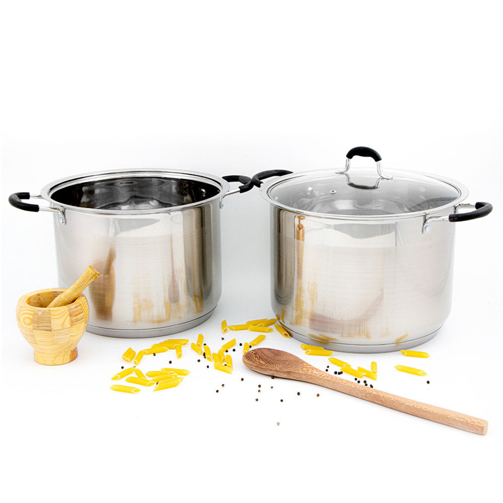 6 PC Stainless Steel Cookware Set - Glass Lid (L)