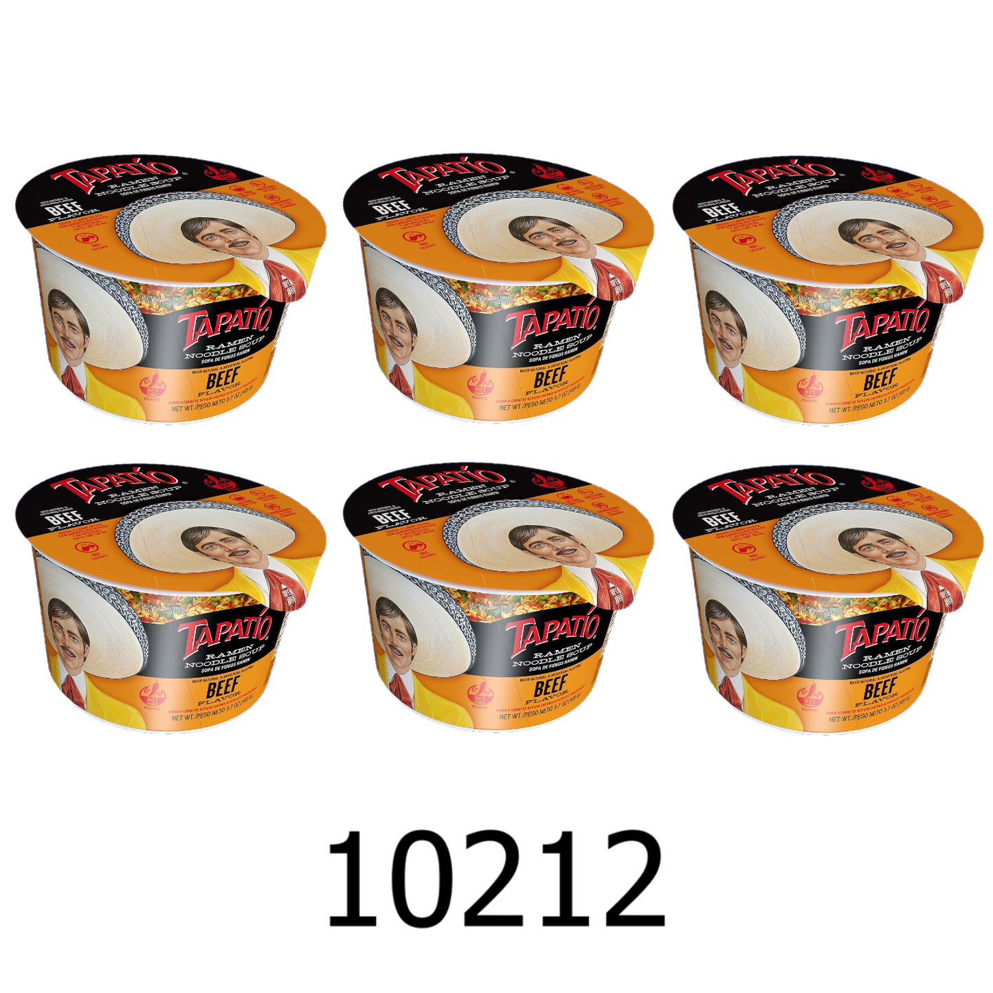 6 PC Tapatio Ramen Noodle Soup Big Bowl Beef Flavor