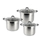 6 PC Stainless Steel Cookware Set - Glass Lid (L)