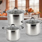 6 PC Stainless Steel Cookware Set - Glass Lid (L)