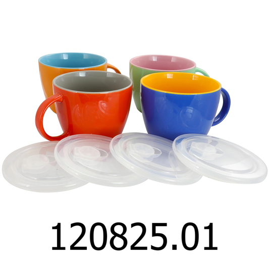 4 PC Gibson 25 Oz Soup Cup Set with Lids