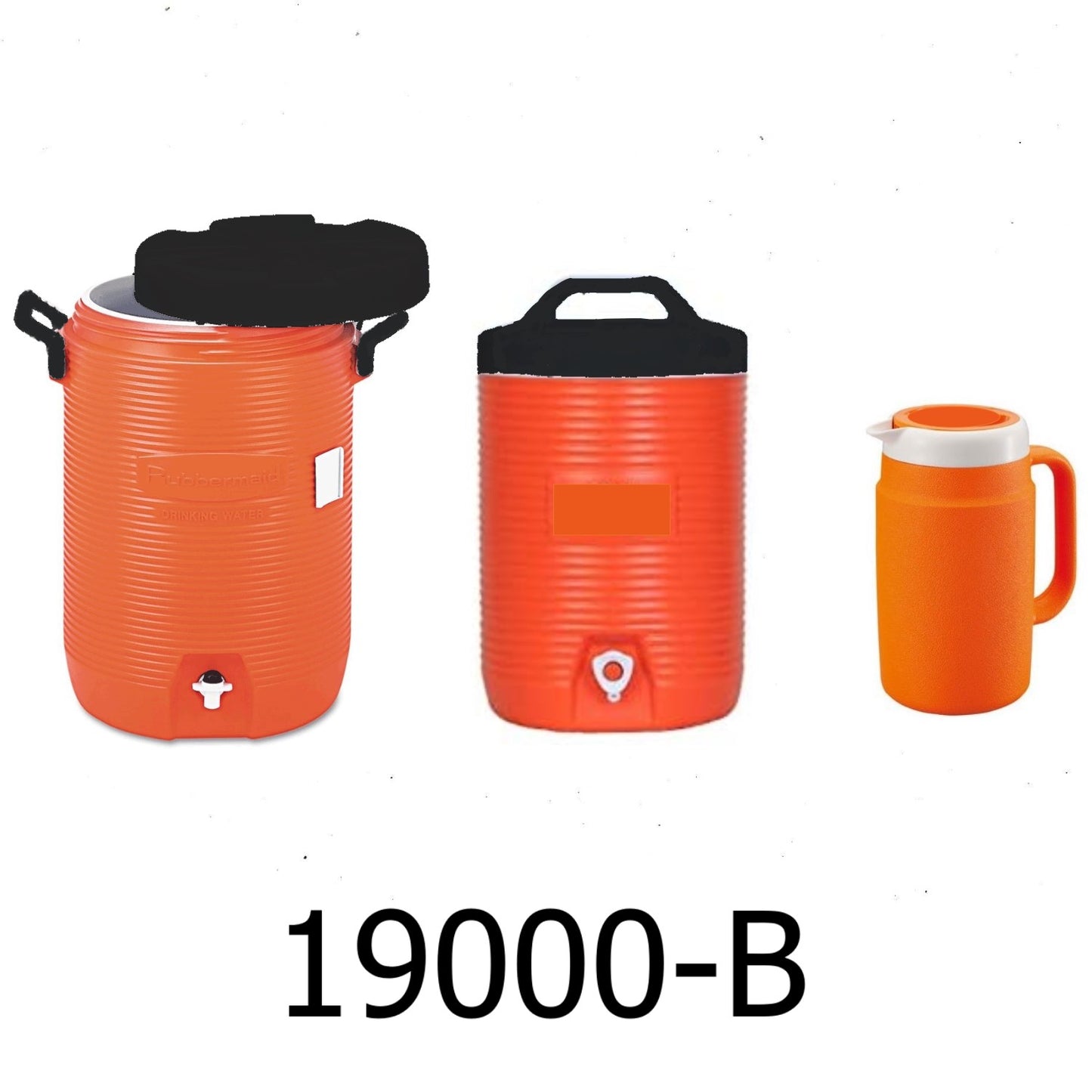 3 PC Orange Water Cooler Set - Black Lid