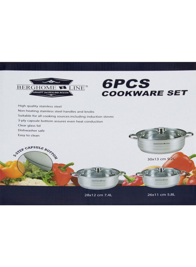 6 PC Stainless Steel Cookware Set