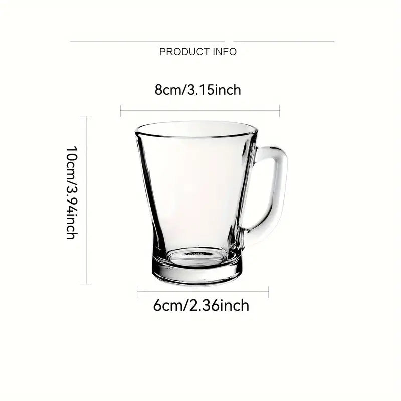 6 PC 7.6 oz Clear Tea Glass with Handle