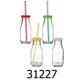 4 PC Glass Milk Bottle with Straw