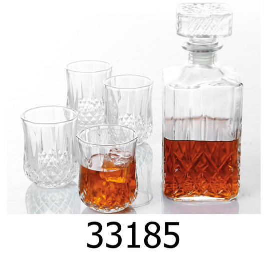 5 PC Glass Decanter & Tumbler Set