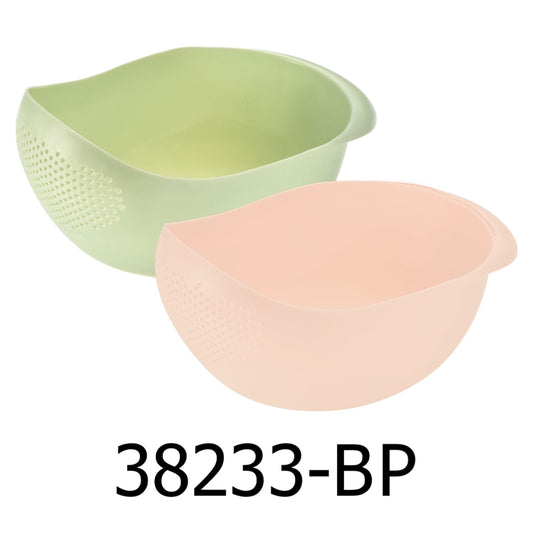 2 PC Plastic Colander Set - White & Green