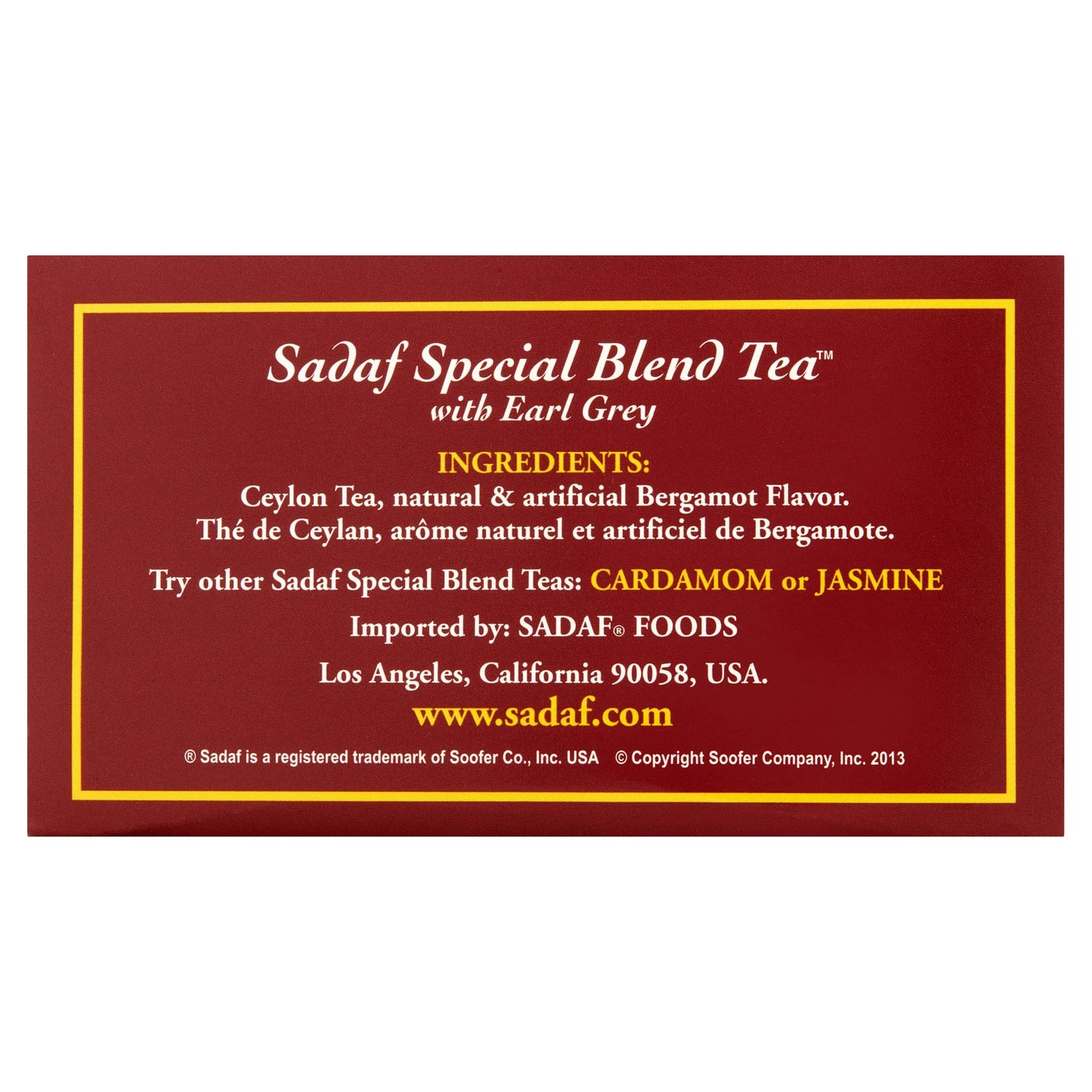 50 Tea Bags Sadaf Special Blend Tea with Earl Grey