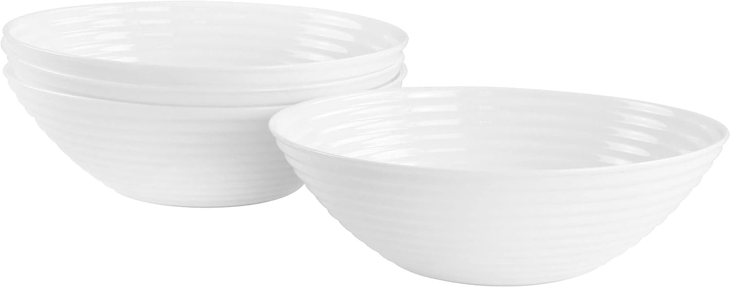 4 PC Gibson Ultra Patio Tempered Opal Glass Cereal Bowl Set