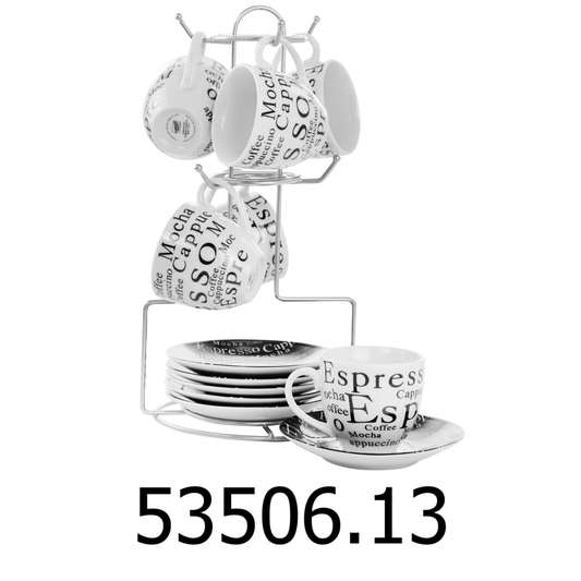 13 PC Espresso Set with Metal Rack