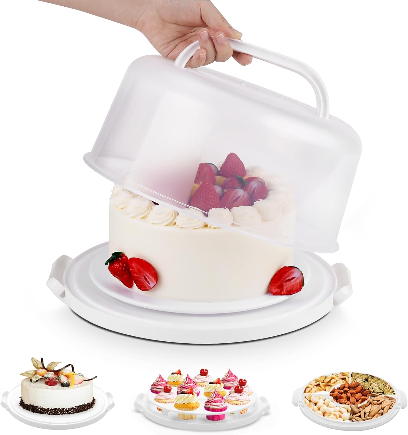 Portable Cake Carrier - White