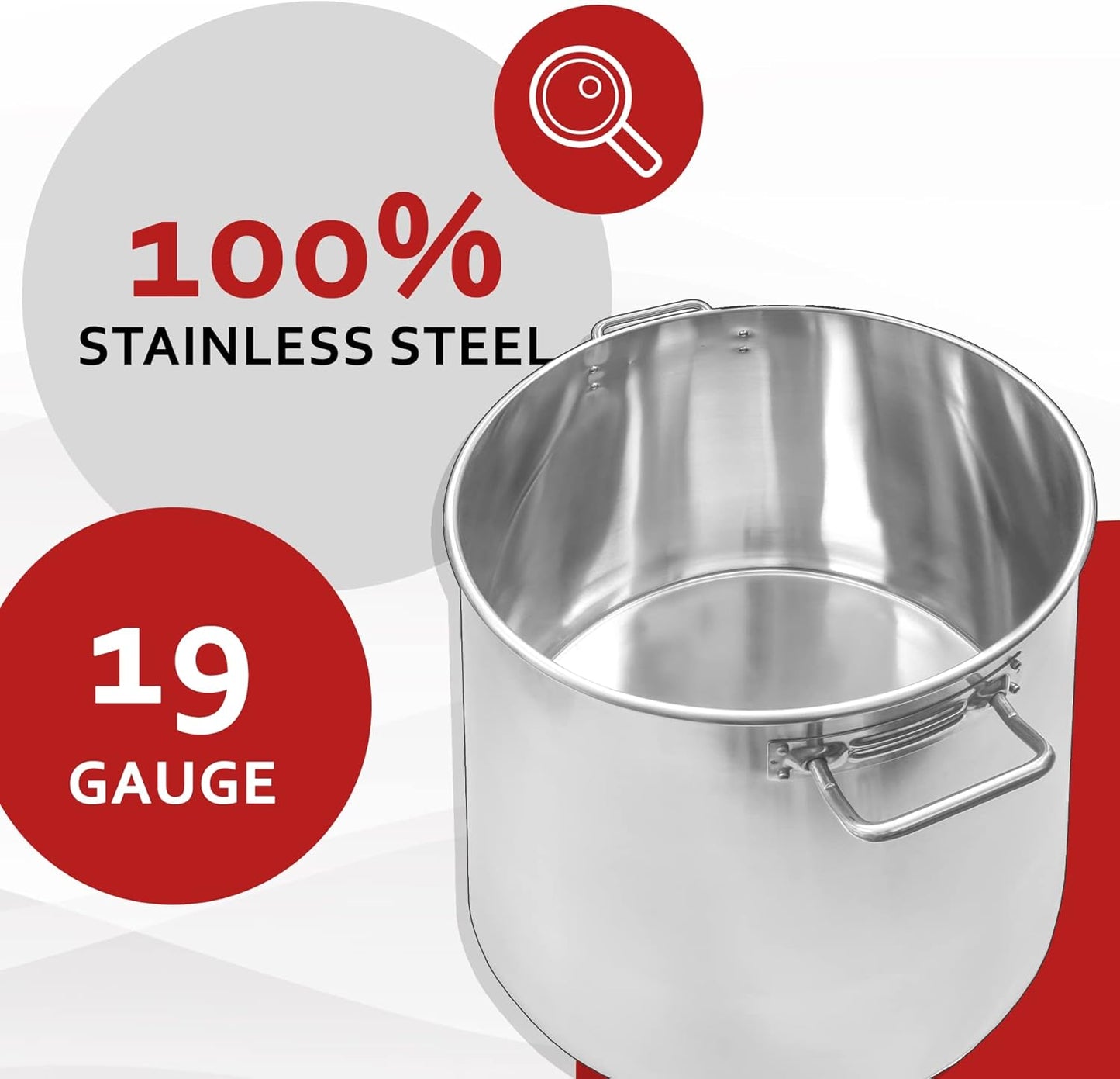 180QT Stainless Steel Stock Pot (Free Gift Ladle)