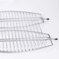 2 Fishes BBQ Grill Basket Wire Mesh Grilling Net with Long Wooden Handle