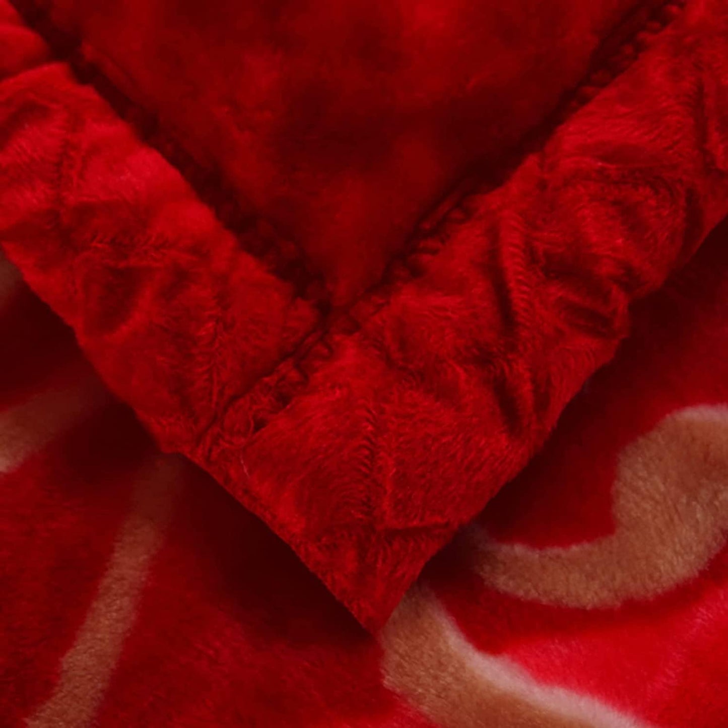 Queen Size Red Rose Korean Mink Heavy, Fleece Plush, 2 Ply Reversible Raschel Bed Blanket