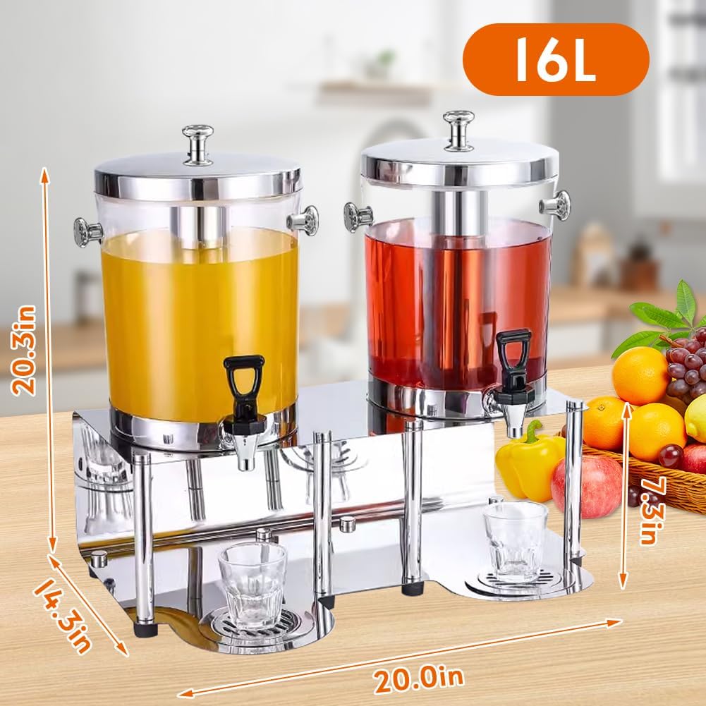 16L Juice, Cold Drink Dispenser - Silver