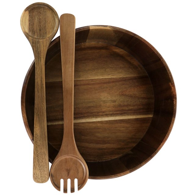 Gibson 13" Acacia Wood Salad Bowl Set