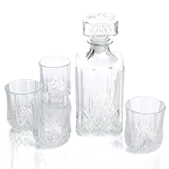 5 PC Glass Decanter & Tumbler Set