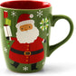 5 PC Gibson Home Santa Smile Ceramic Mug Set with Rack