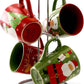 5 PC Gibson Home Santa Smile Ceramic Mug Set with Rack