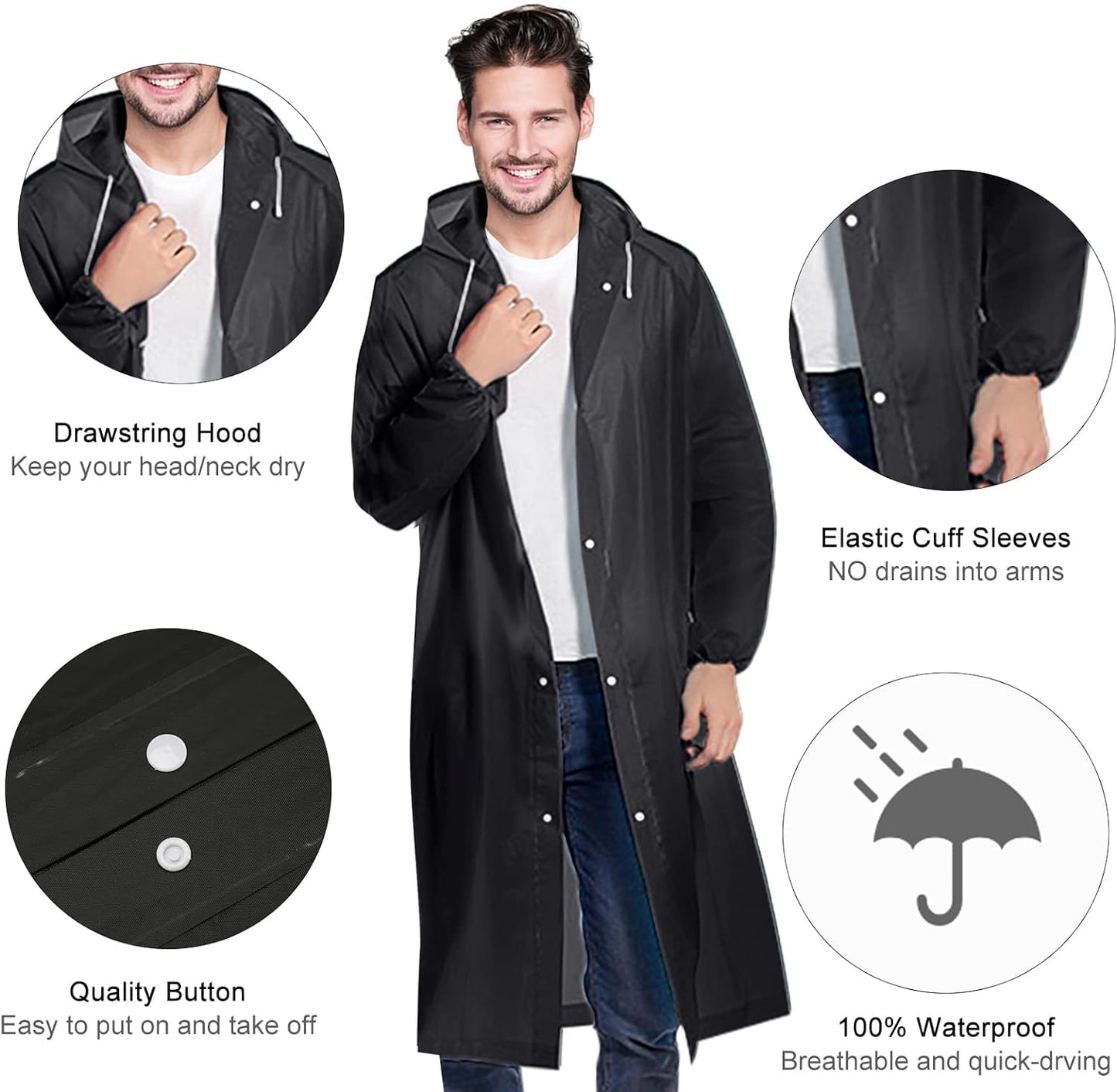 Black Raincoat for adult