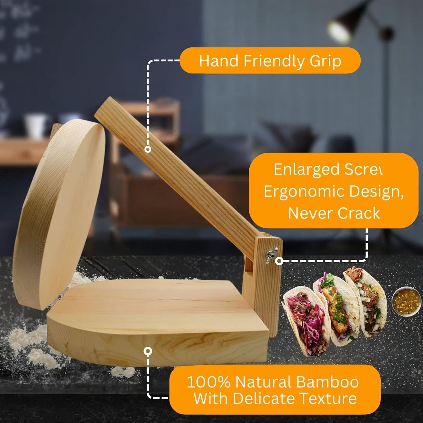 7" Round Wooden Tortilla Press