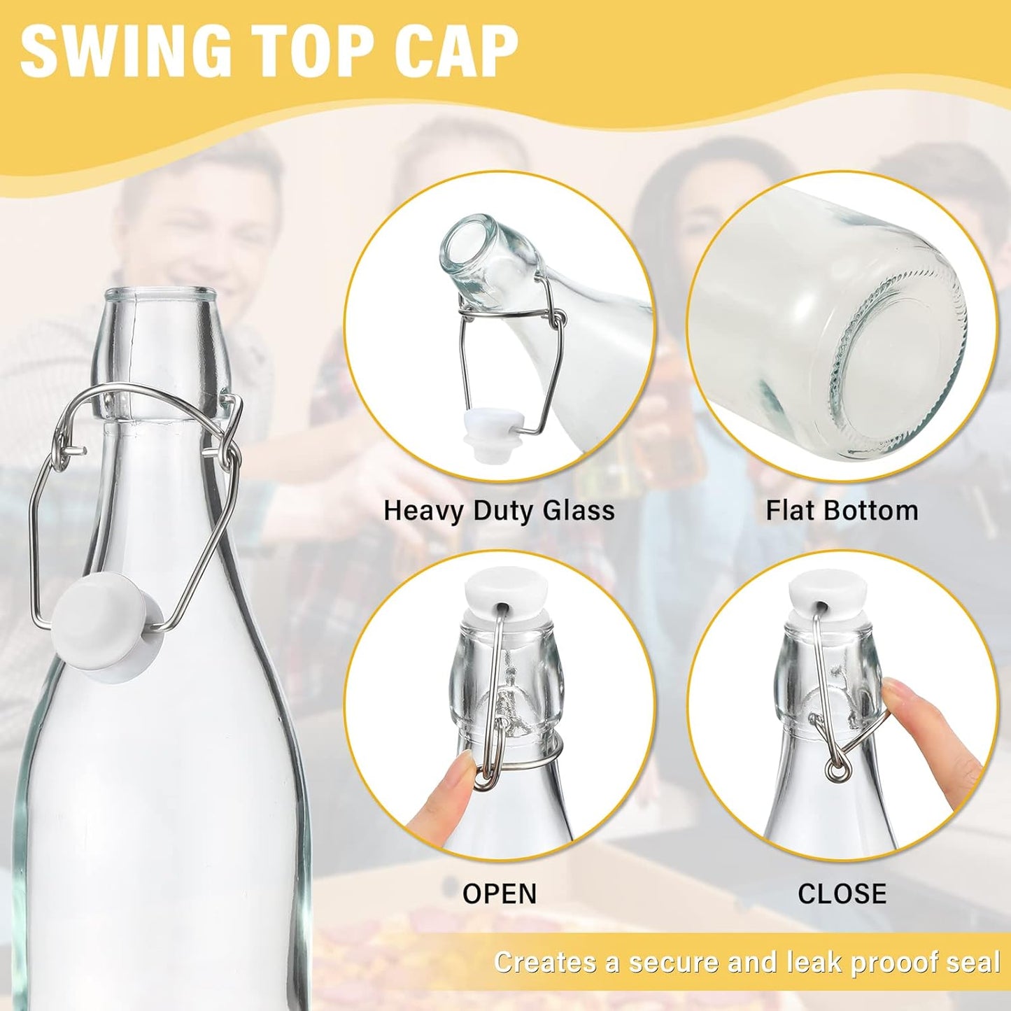 1000ml Swing Top Clear Glass Bottles