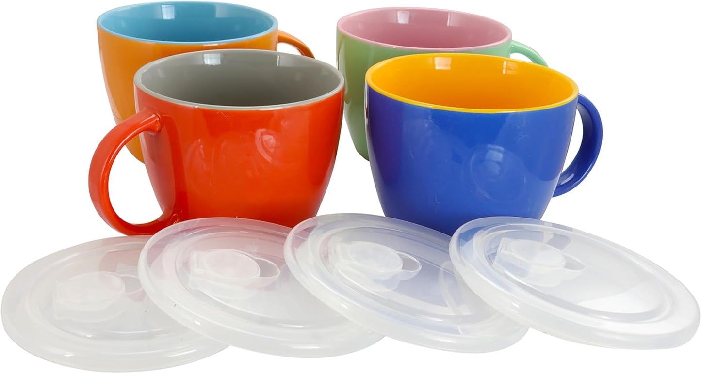 4 PC Gibson 25 Oz Soup Cup Set with Lids