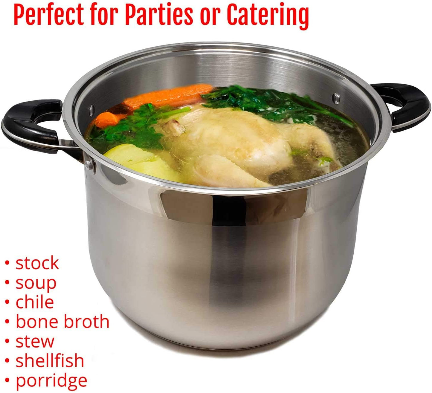 24 QT Stainless Steel 18/10 Induction Stock Pot (Free Gift 1 Knife Set)