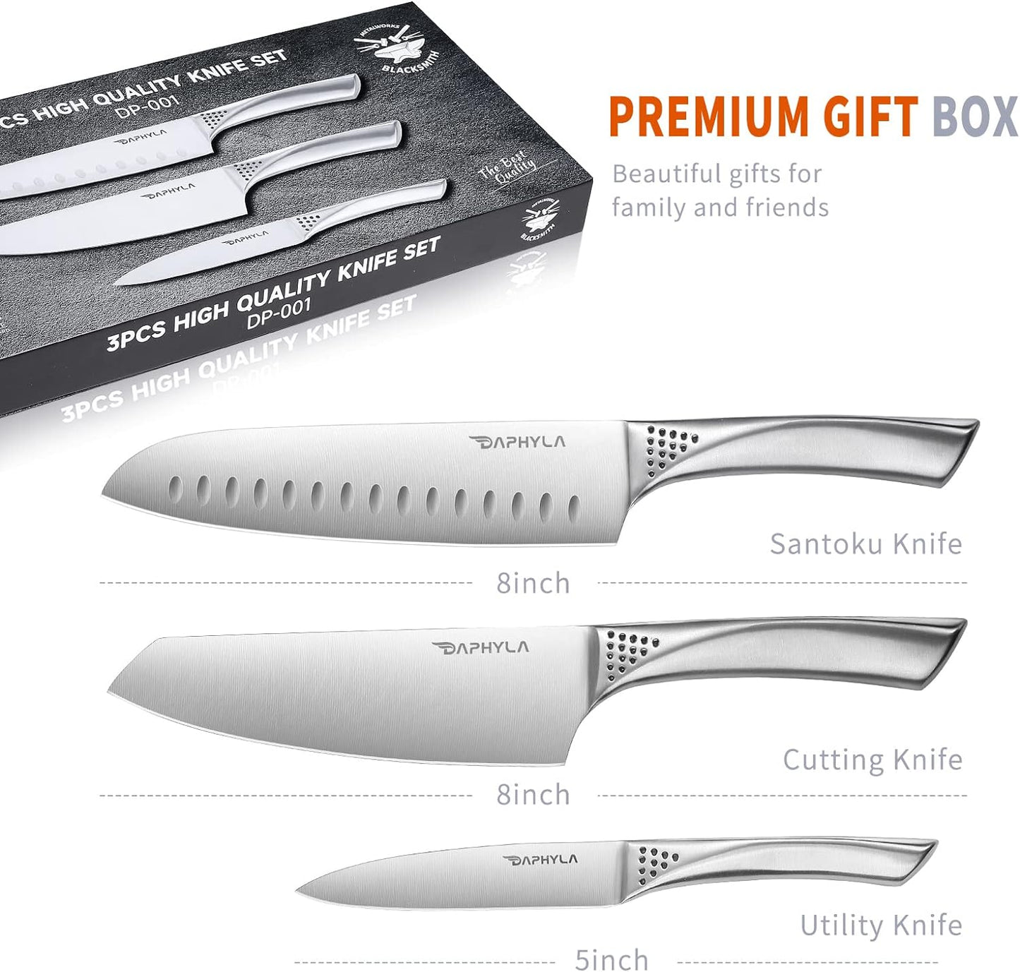 3 PC Daphyla Stainless Steel Kitchen Knife Set – R & B Import