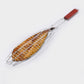 1 Fish BBQ Grill Basket Wire Mesh Grilling Net with Long Wooden Handle