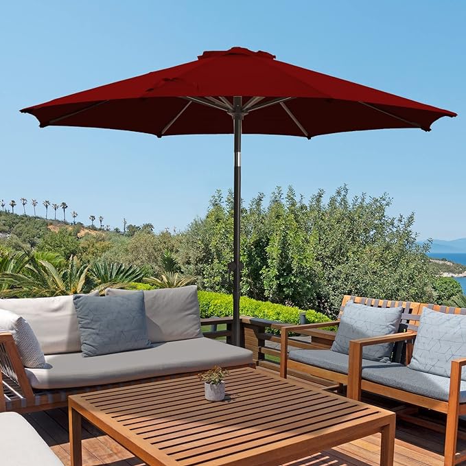 9ft Red Patio Outdoor Table Umbrella