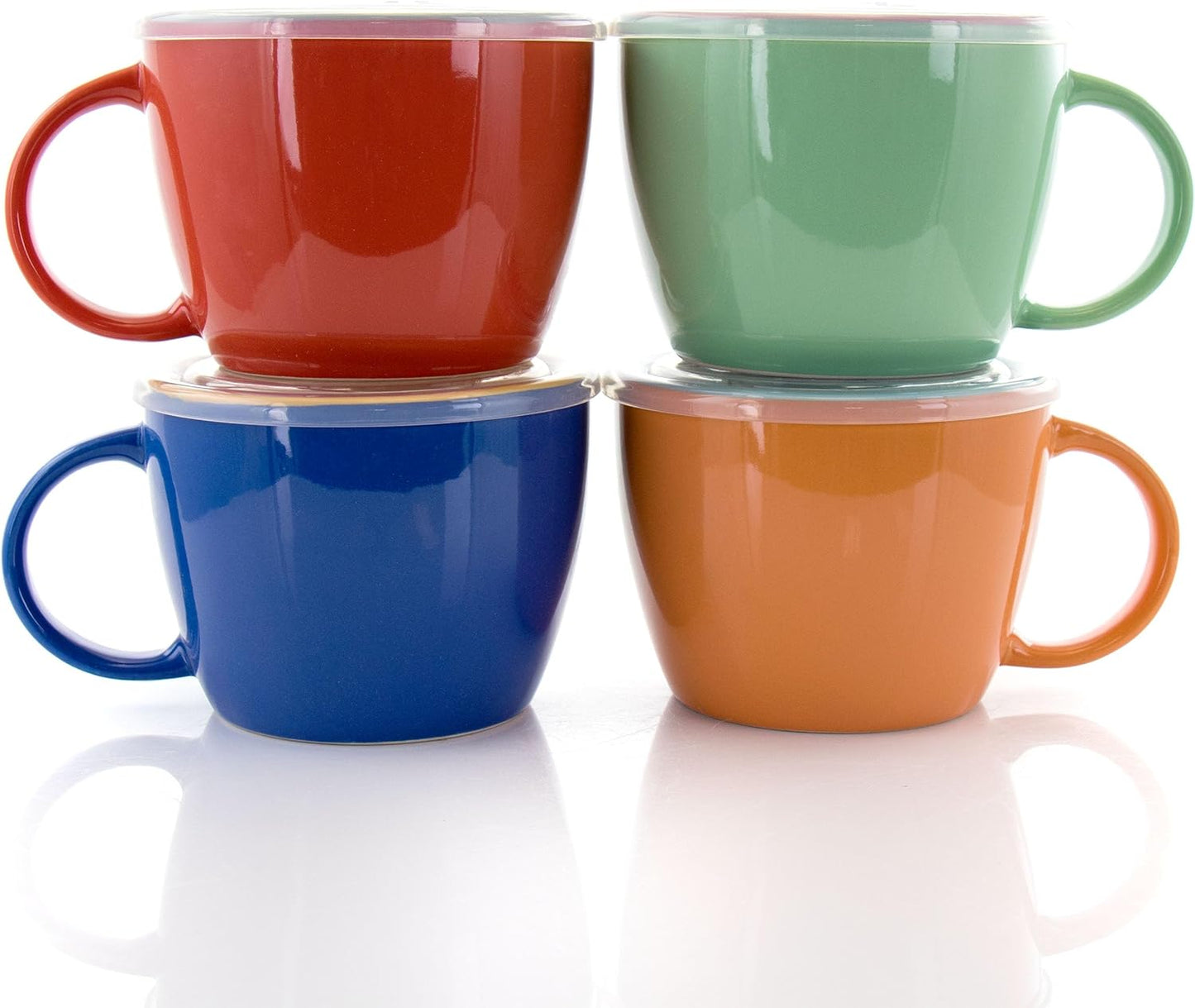 4 PC Gibson 25 Oz Soup Cup Set with Lids