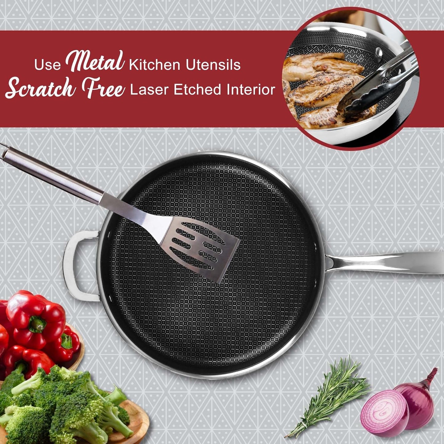 11" Brentwood 3-Ply Hybrid Induction Sauté Pan