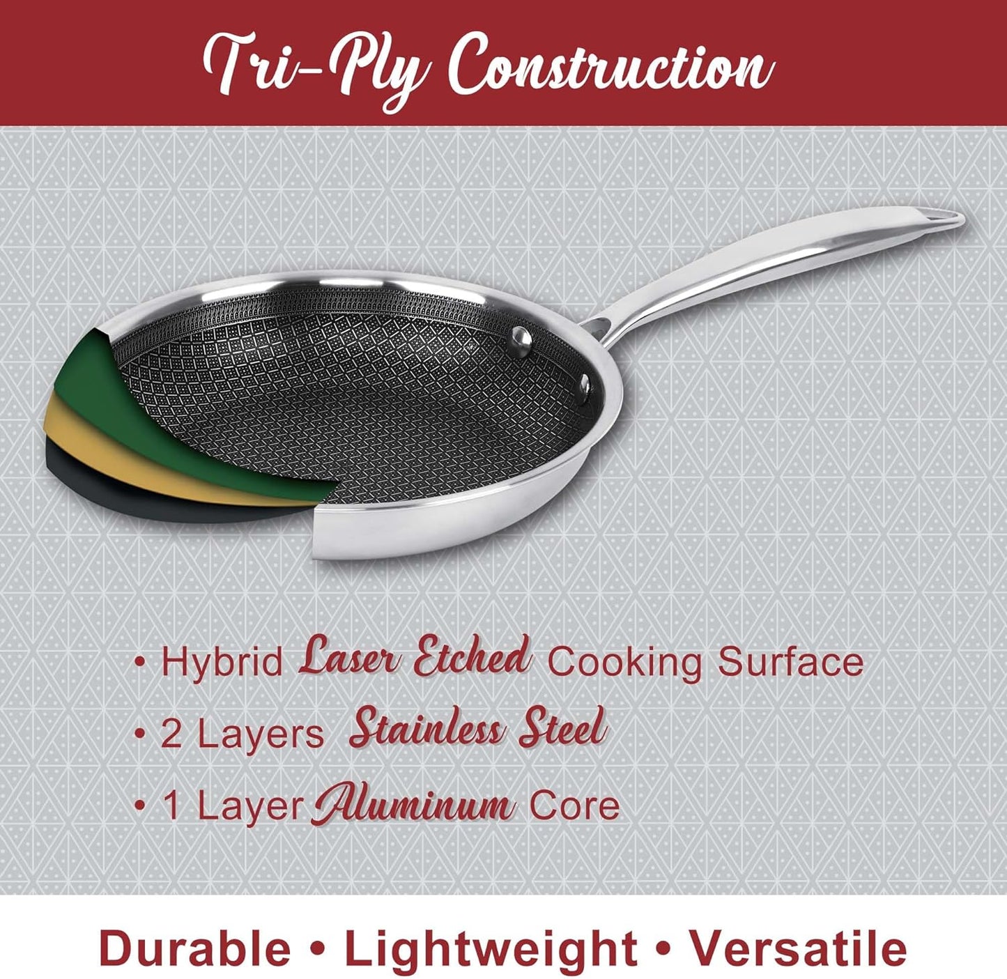 11" Brentwood 3-Ply Hybrid Induction Sauté Pan