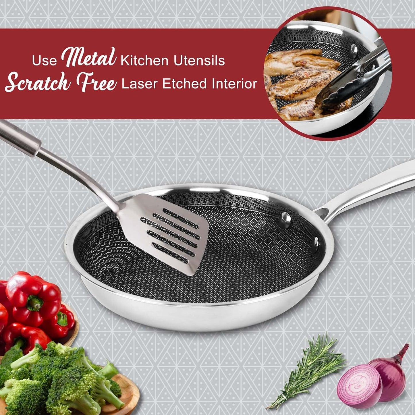 8" Brentwood 3-Ply Hybrid Fry Pan