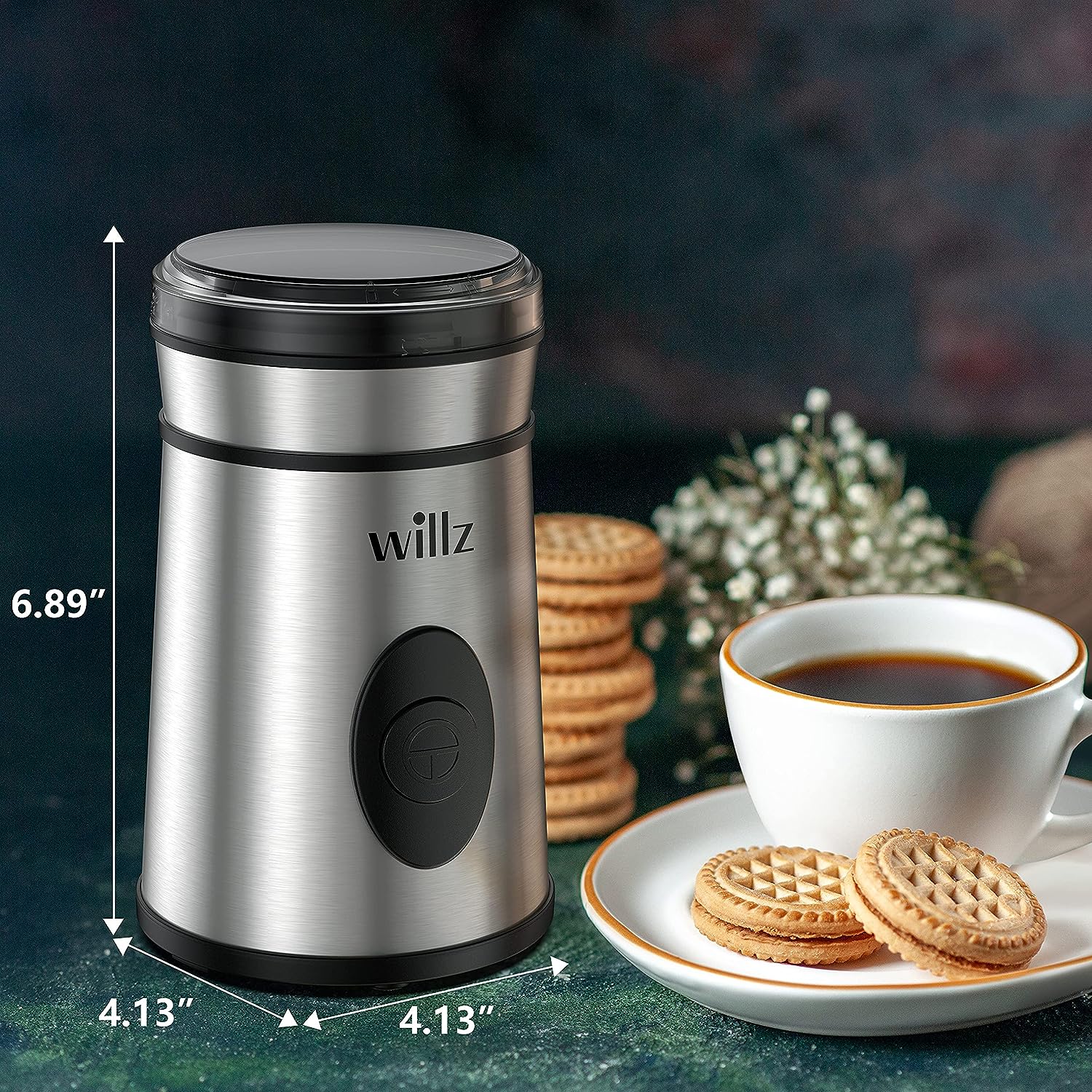 Willz 50 Gram Stainless Steel Blade Electric Coffee Grinder in Silver