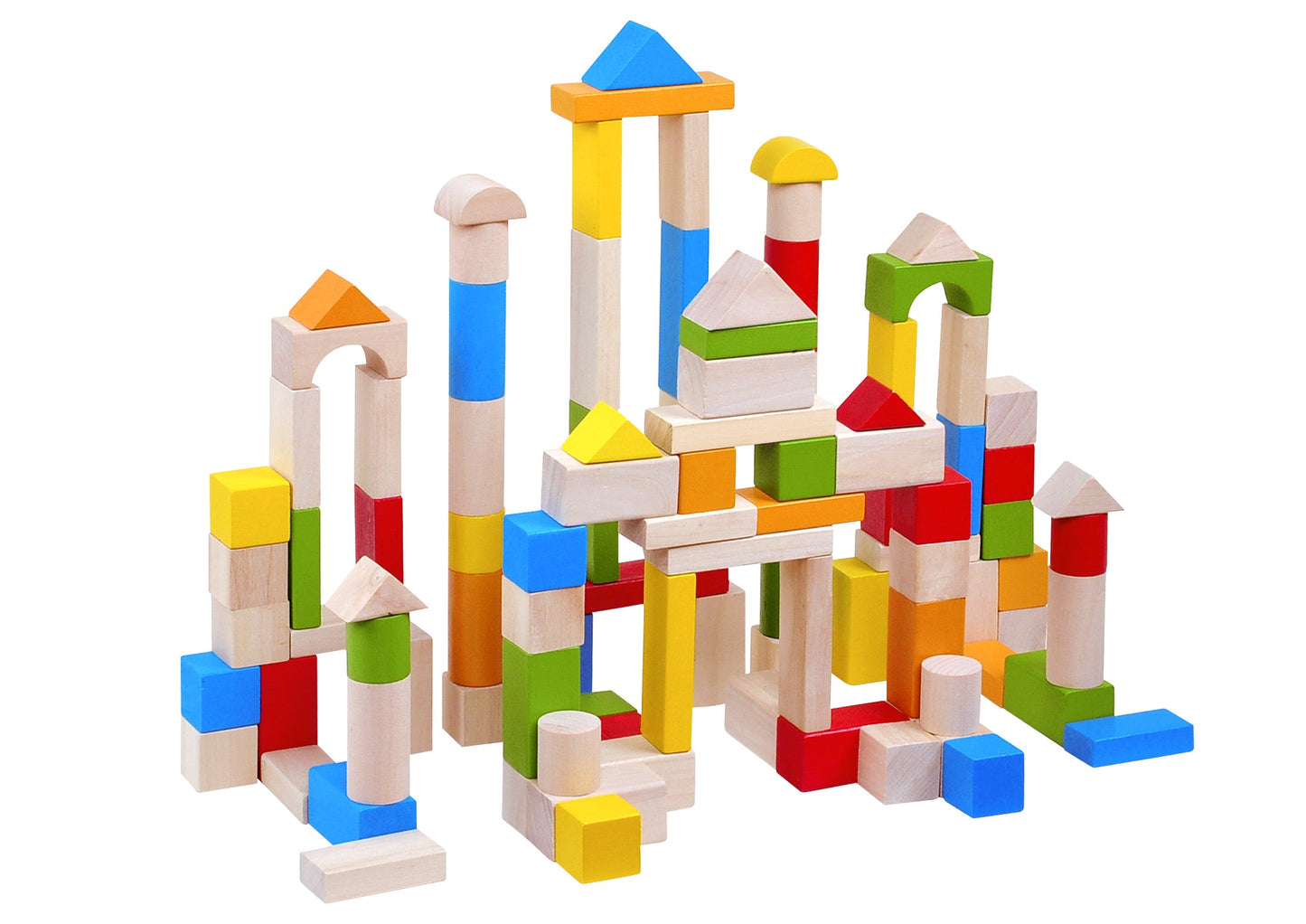 Toyster’s 100 PC Wooden Colorful Classic Building Blocks