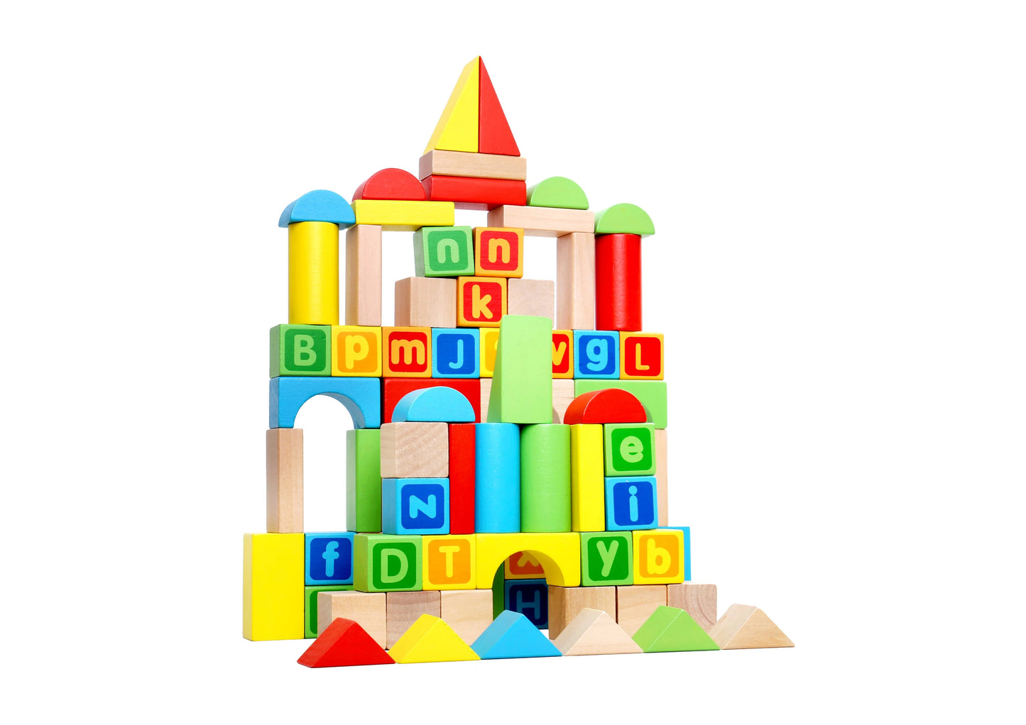 Toyster’s 80 PC Wooden Colorful Classic Building Blocks