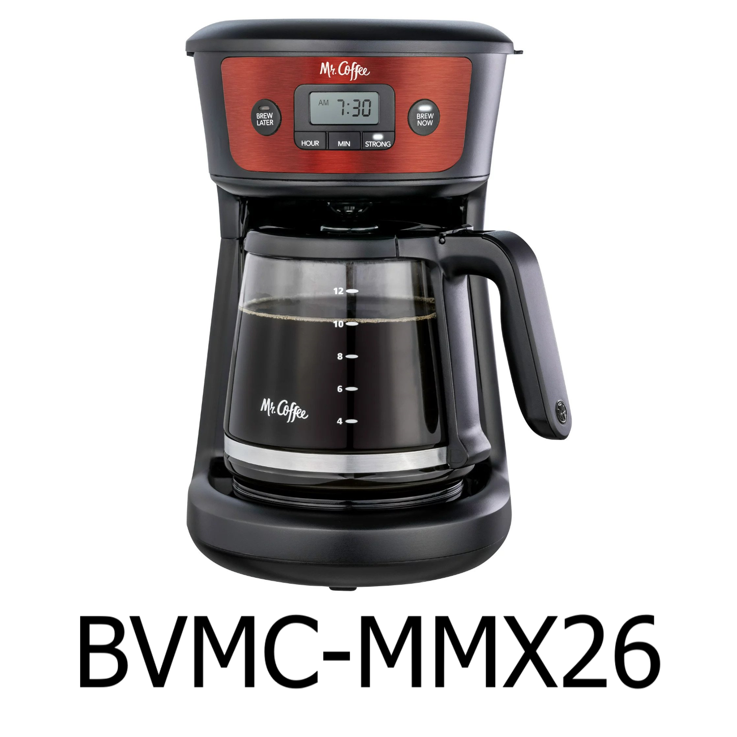 Mr. Coffee 12 Cup Programmable Coffee Maker with Rapid Brew in Silver Mr. Coffee Color: Red