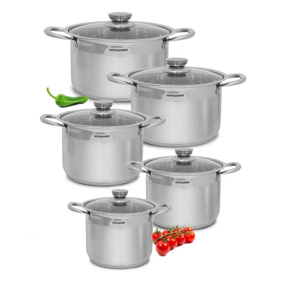 10 PC Stainless Steel Stockpot Set