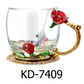 Red Rose Glass Tea Cup / Coffee Mugs