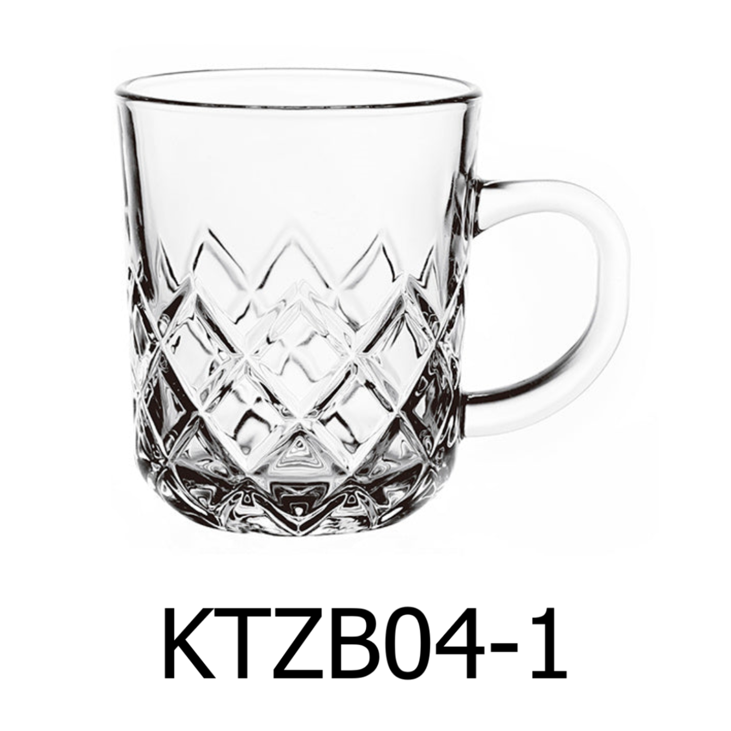 6 PC Diamond Cut Glass Mug