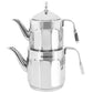 Korkmaz Nostaljia Midi Stainless Steel 0.9 Liter Tea Pot and 1.6 Liter Kettle Set