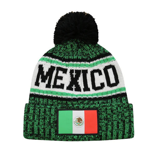 Icon Sports Mexico Flag Standard Unisex Pom Beanie